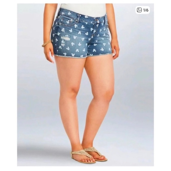 TORRID Disney Mickey Mouse Print Jean Shorts - Picture 2 of 7